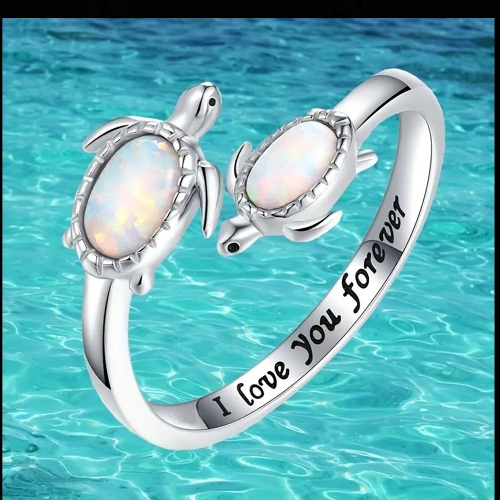 Engraved I love you Turtle Ring 3 pack